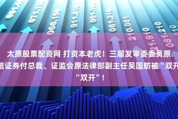 太原股票配资网 打资本老虎！三届发审委委员原国信证券付总裁、证监会原法律部副主任吴国舫被“双开”!